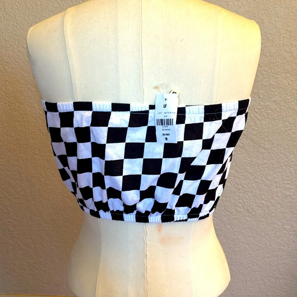 Emma & Sam | Black & White Checkered Cotton Tube Top Retro Classic Top NWT - Picture 3 of 9